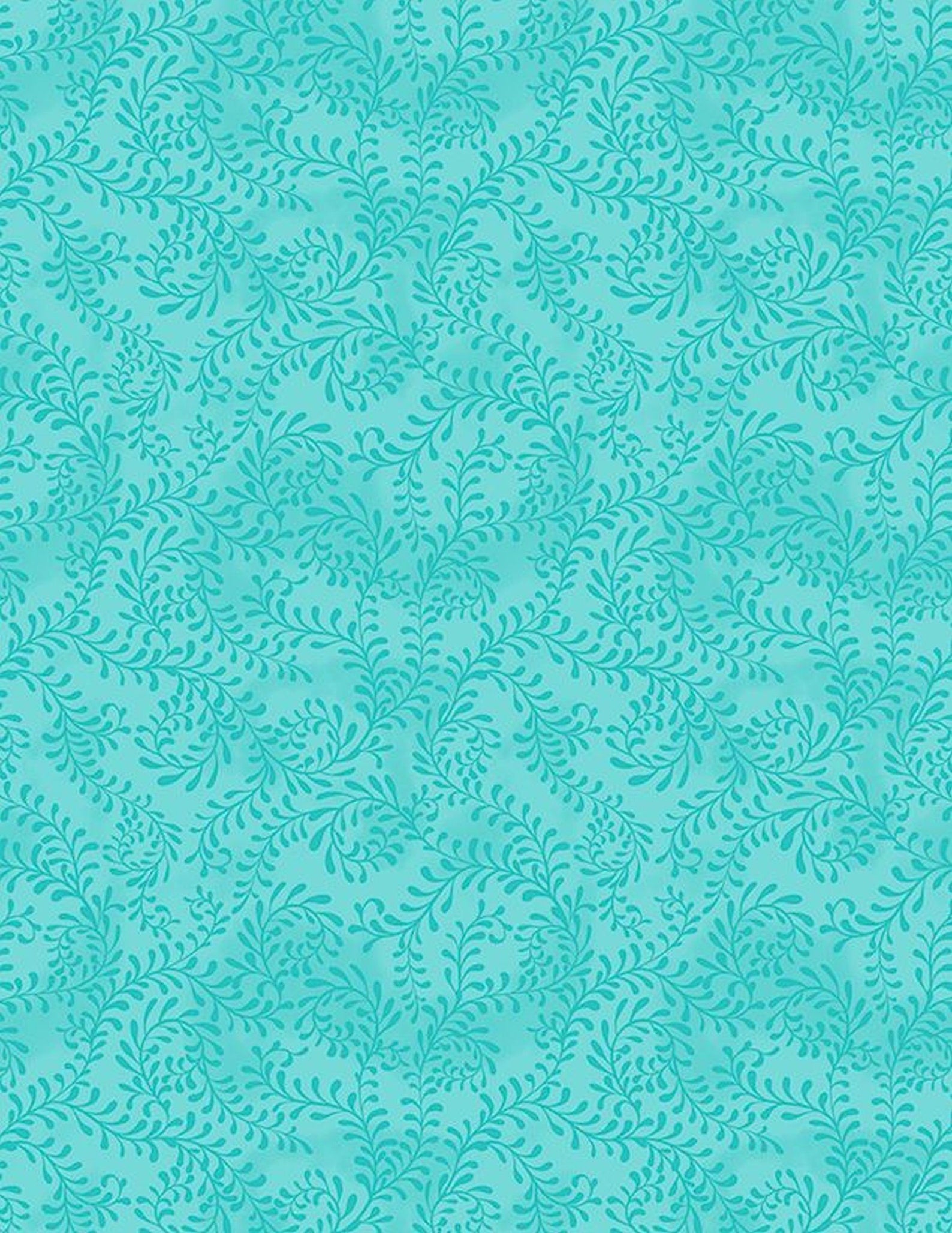 Swirling Leaves 108" Turquoise 108in Wide Back