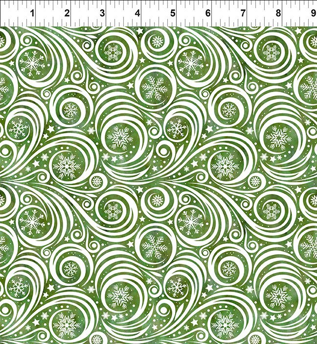 Winter Solstice II - Snow Swirl Green