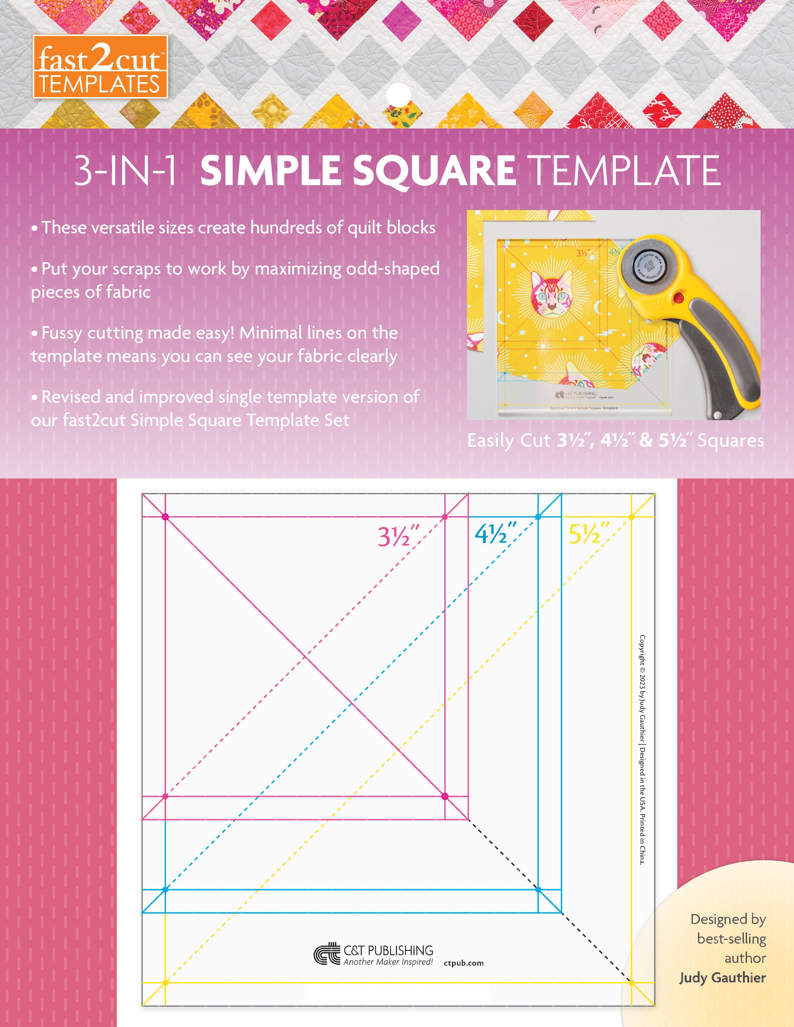 Fast2cut 3-in-1 Simple Square Template