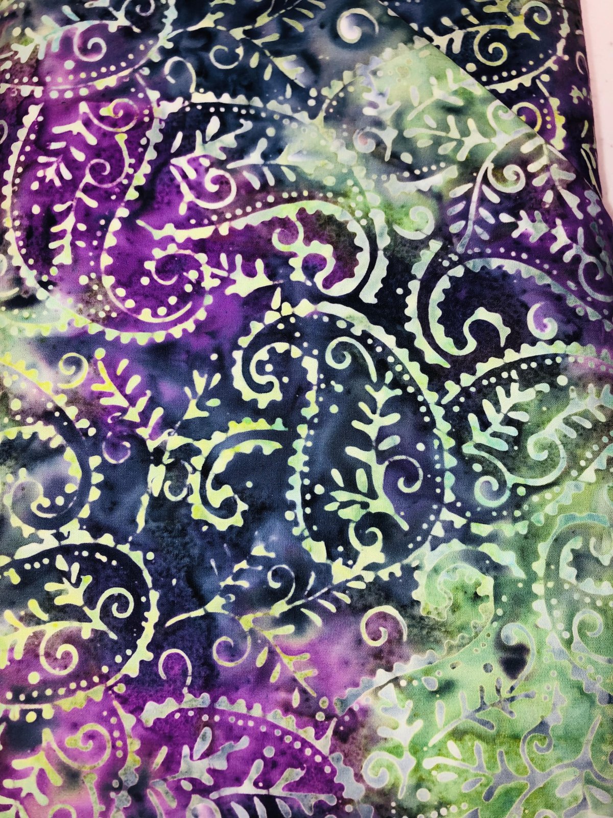 Batik Paisley Purple Green Blue