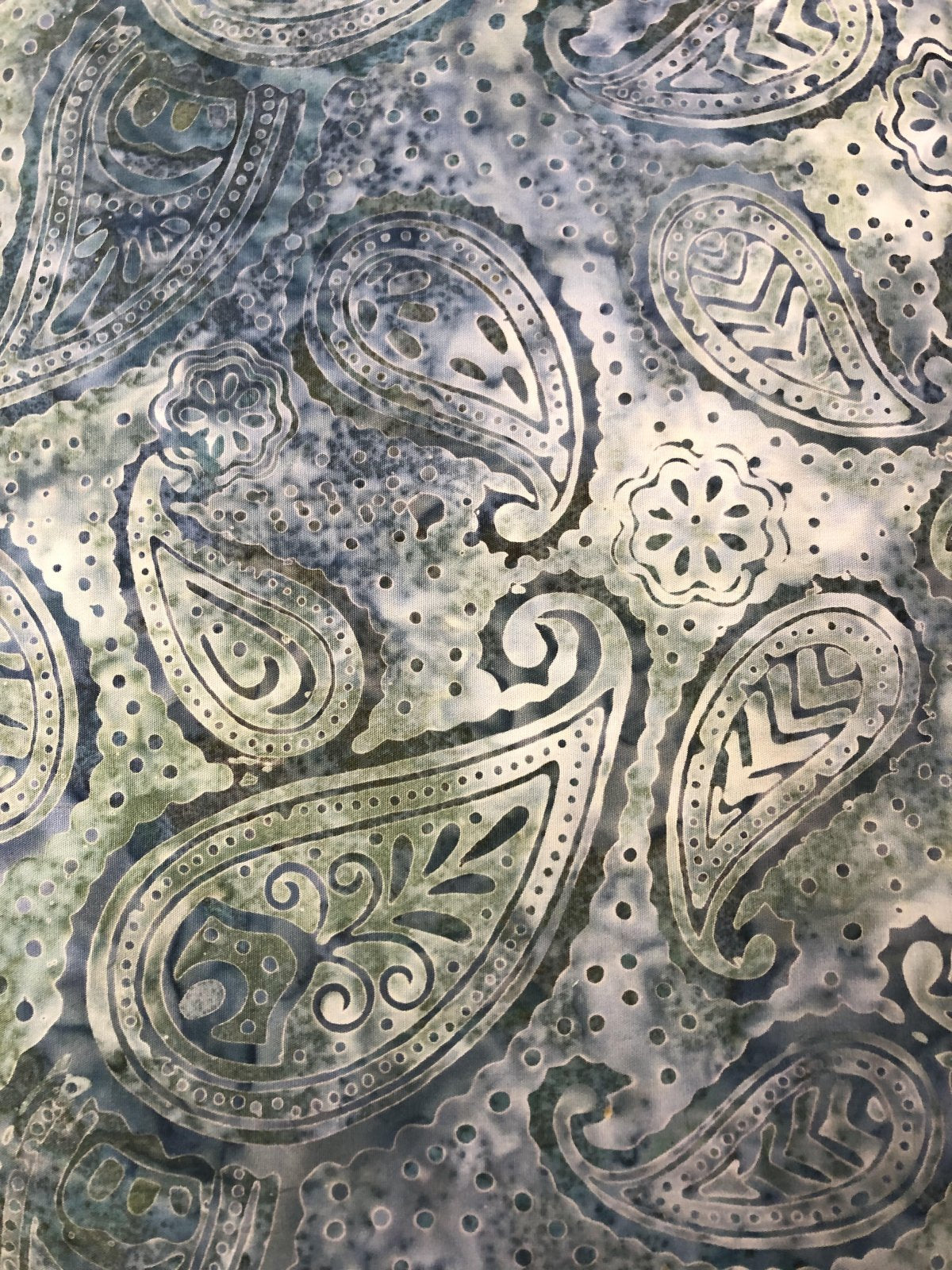 Batiks Paisley Blue Gray Green