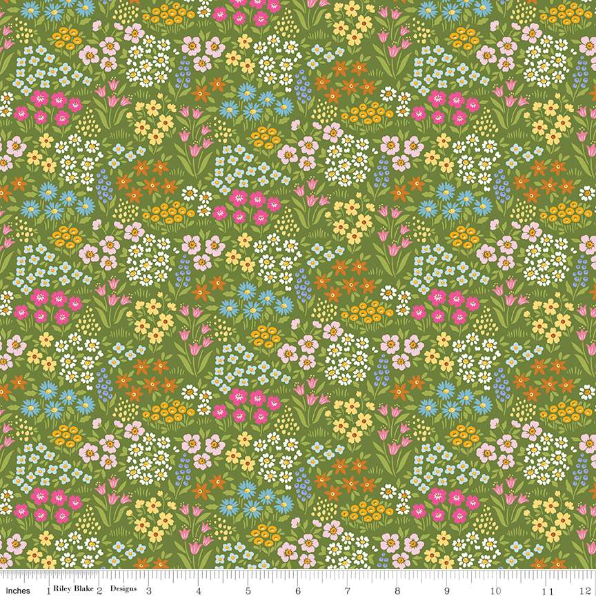 Little Darlin Floral Fields Green