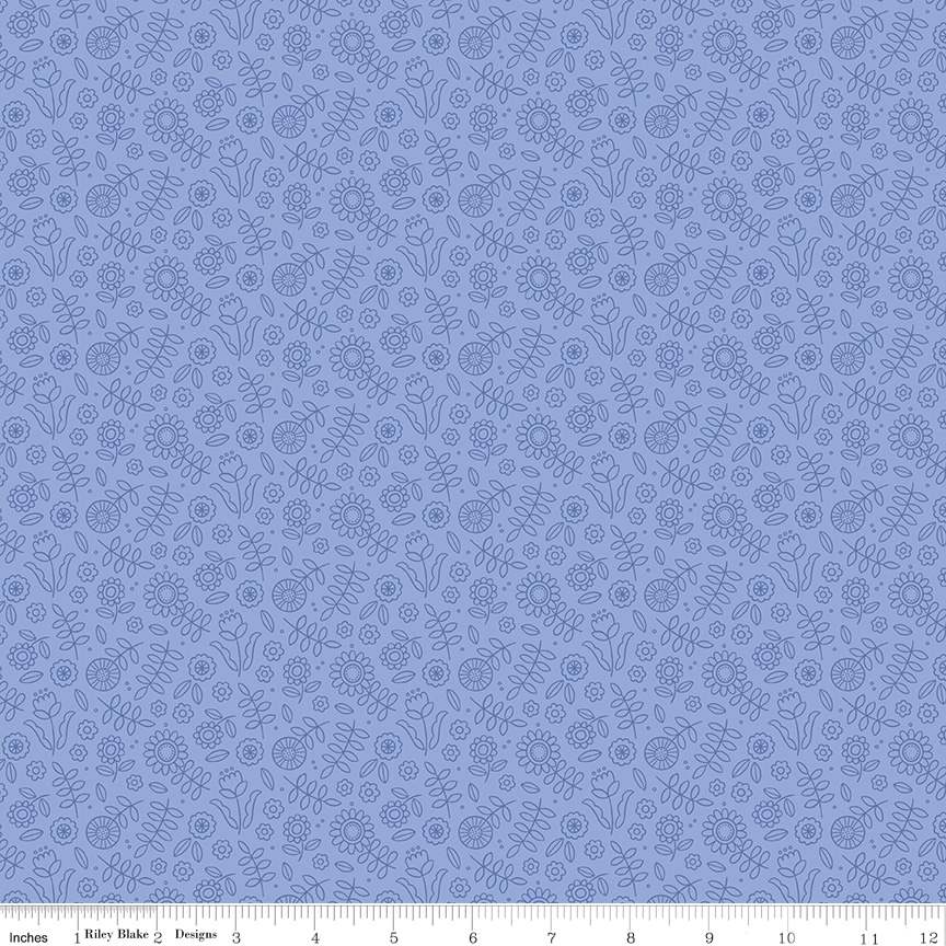 Little Darlin Tonal Floral Periwinkle
