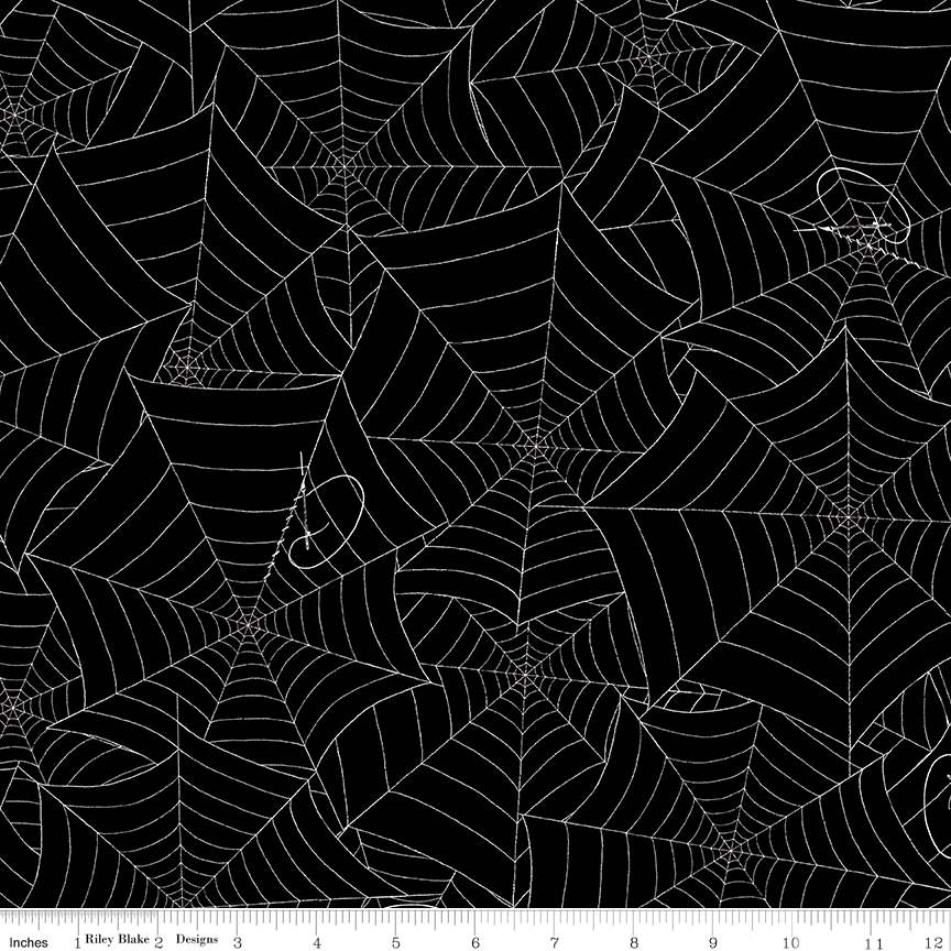 Black Spider Web  108" Wide Backing