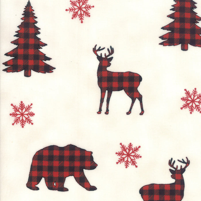 Holiday Lodge Winter White Red Plaid Bear