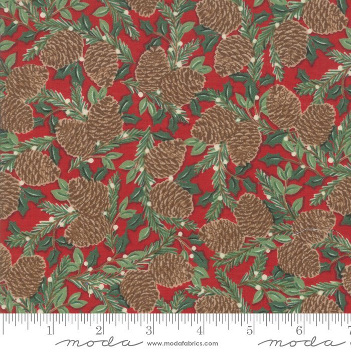 Holiday Lodge Berry Red with Pine Cones
