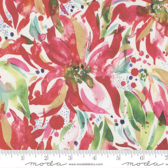 Comfort and Joy Cloud Red Watercolor Poinsettia