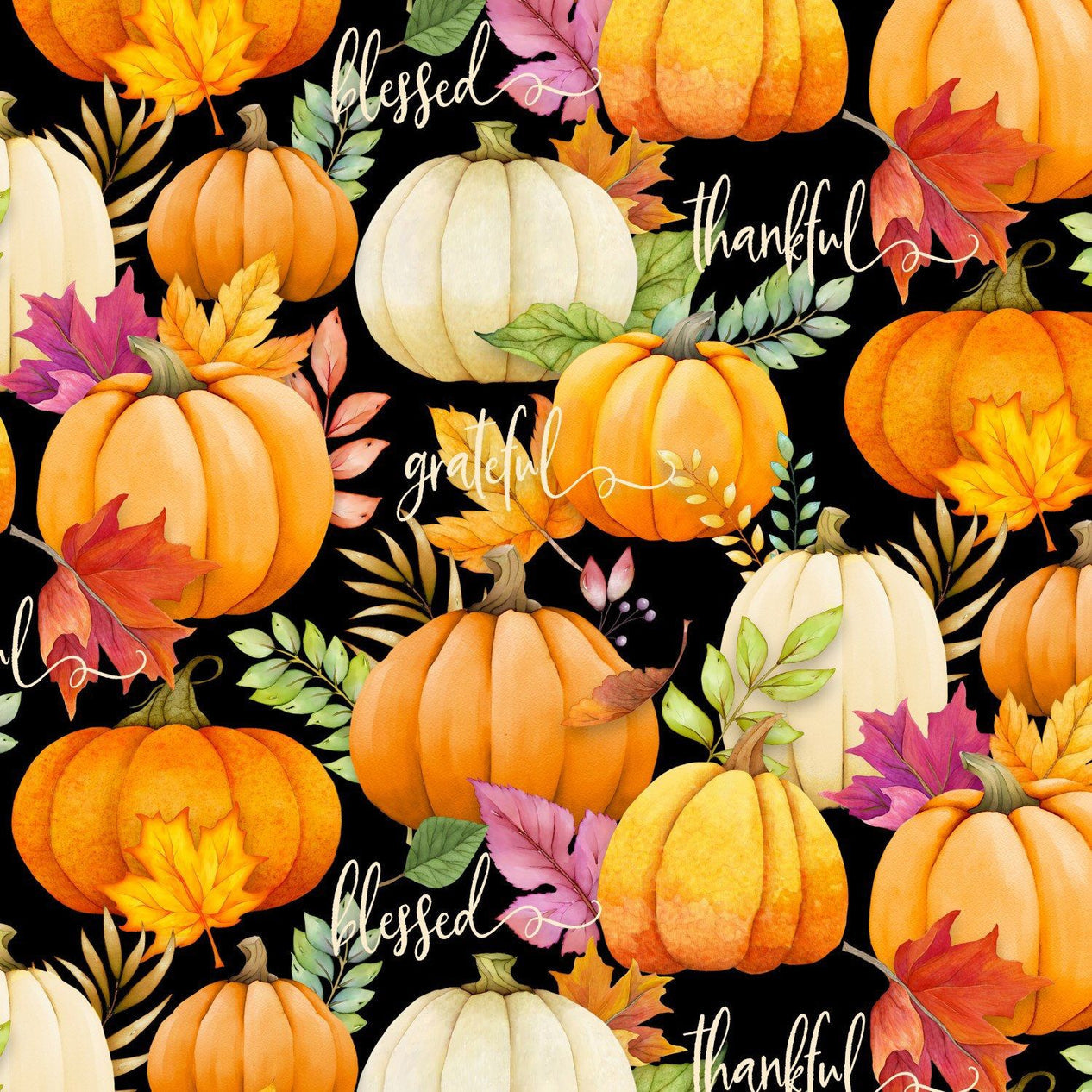 Happy Gatherings (pattern/color:pumpkins Blk Background)
