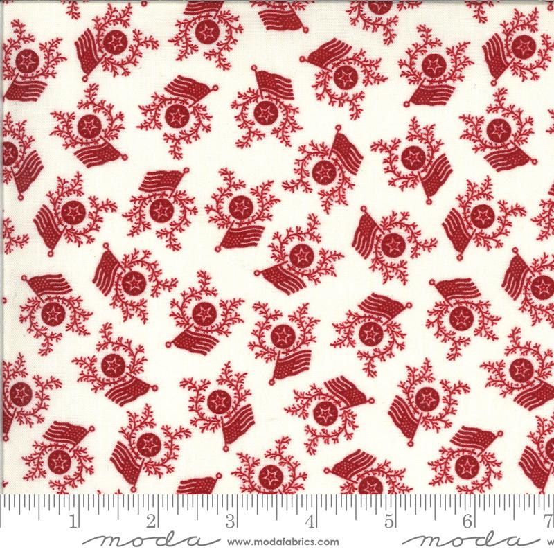 American Gathering Cream Red flowery flags