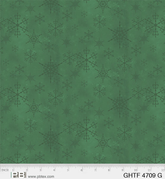 Gnome's Home Tree Farm Snowflakes on Green