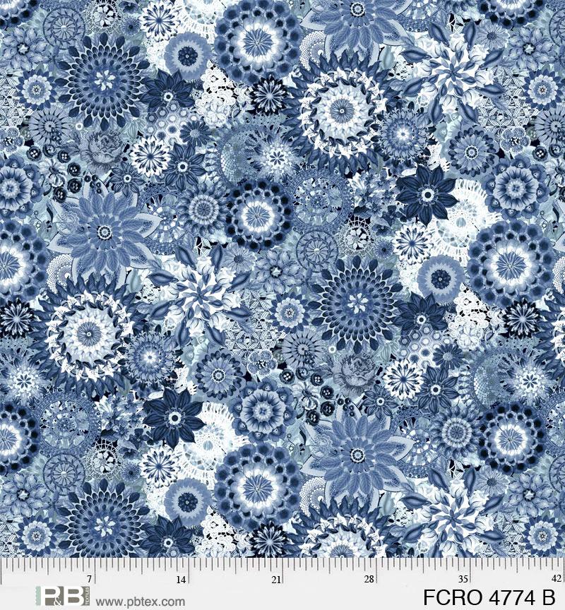 Floral Crochet Blue 108" Wide Backing Fabric