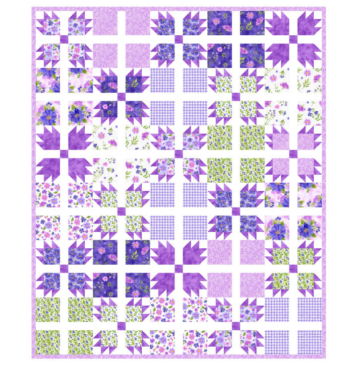 Pressed Flowers Purple Gingham