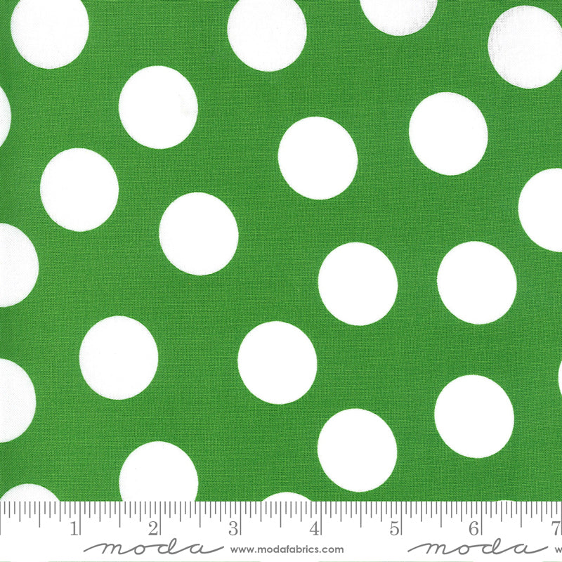Merry & Bright White Polka Dot on Ever Green