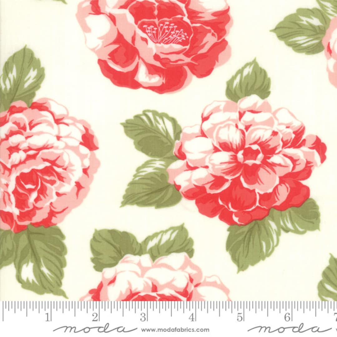 Early Bird Blooms Cream Red Floral
