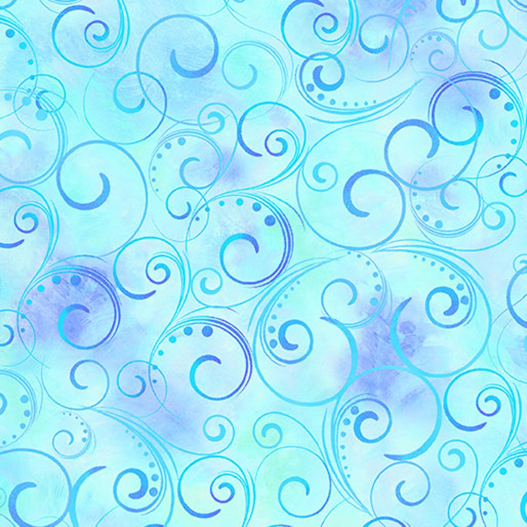 Swirling Splendor Aqua108in Wide Backing
