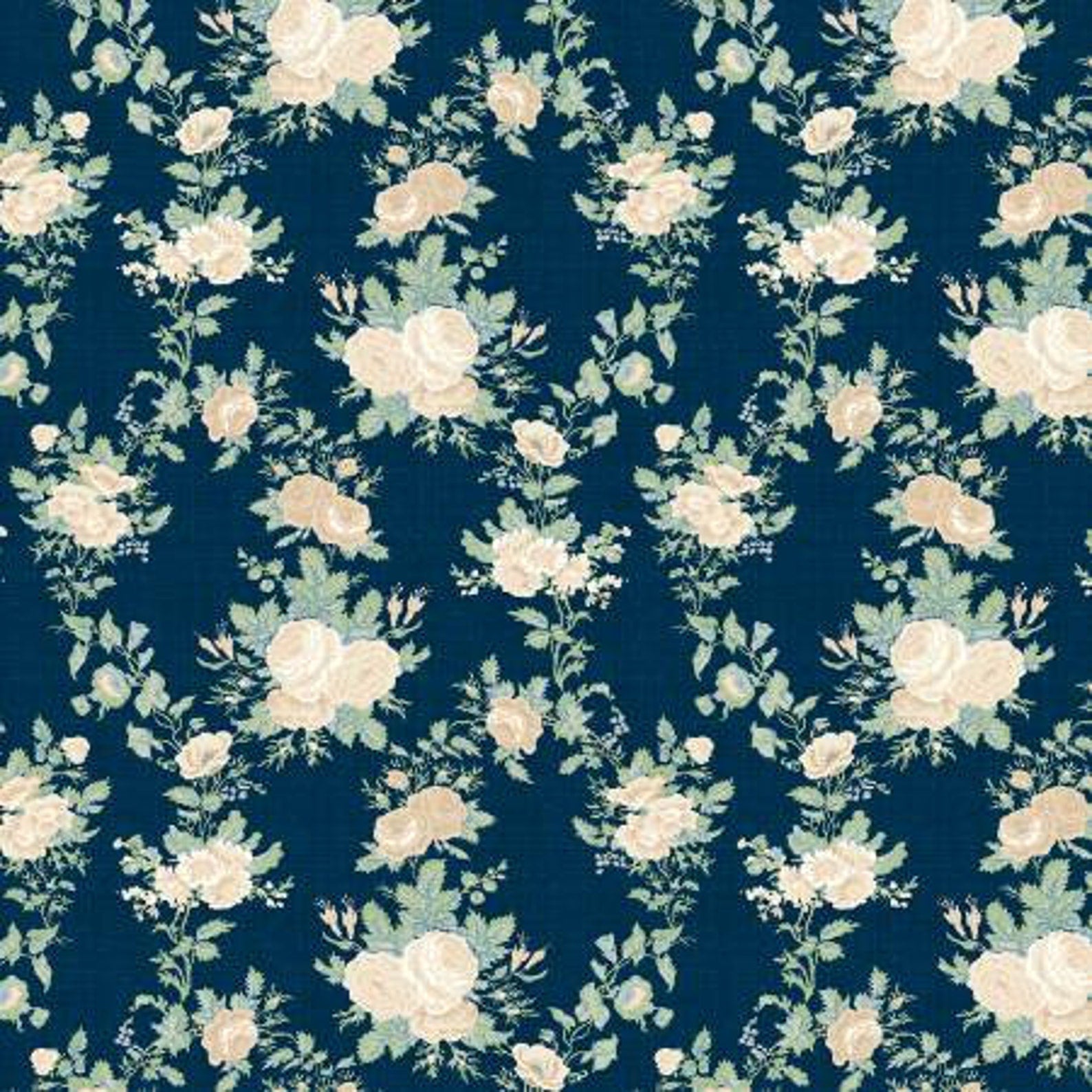 Sapphire Blossom Twined Roses Navy