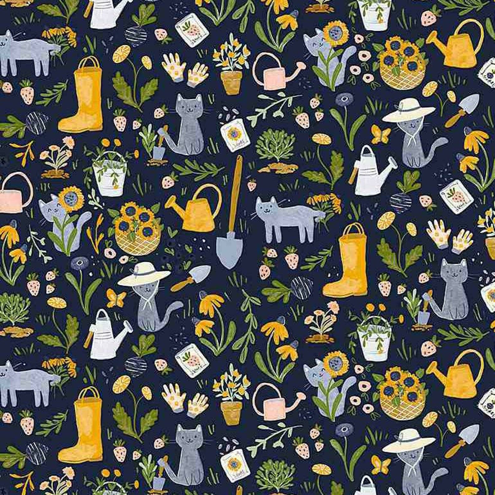 Meant to Bee Gardening Cats Navy