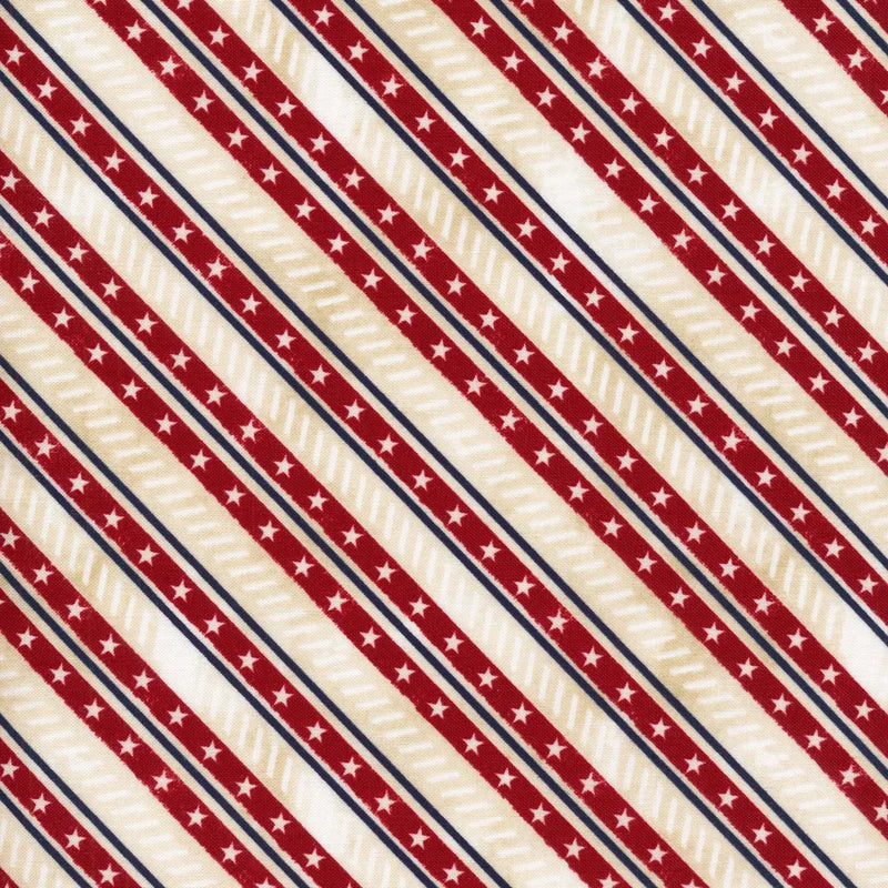 Liberty Lane Patriotic Diagonal Stripe Cream