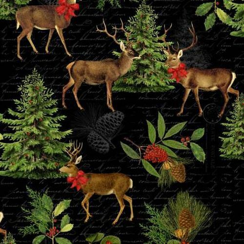 Festive Forest Deer Black