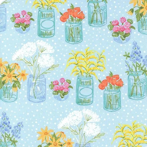Wild Blossoms Mist Blue Jar Bouquets